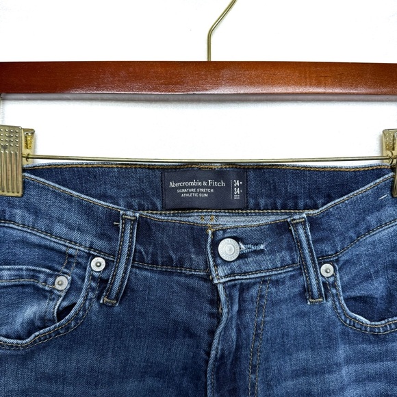Abercrombie & Fitch Men’s Jeans Signature Stretch Athletic Slim 34x34 Dark Wash - Picture 3 of 8